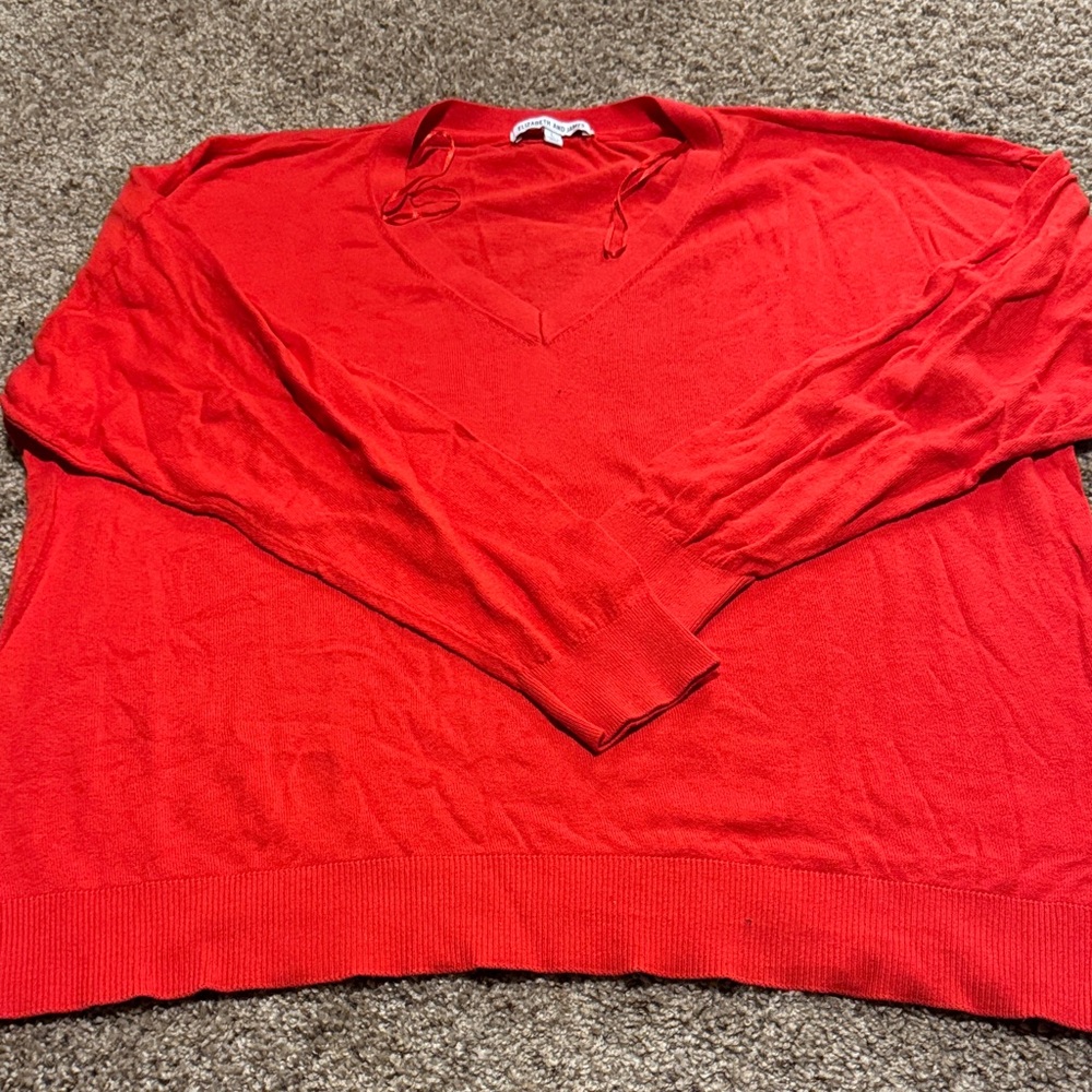 Elizabeth and James Bold Red V-Neck Sweater